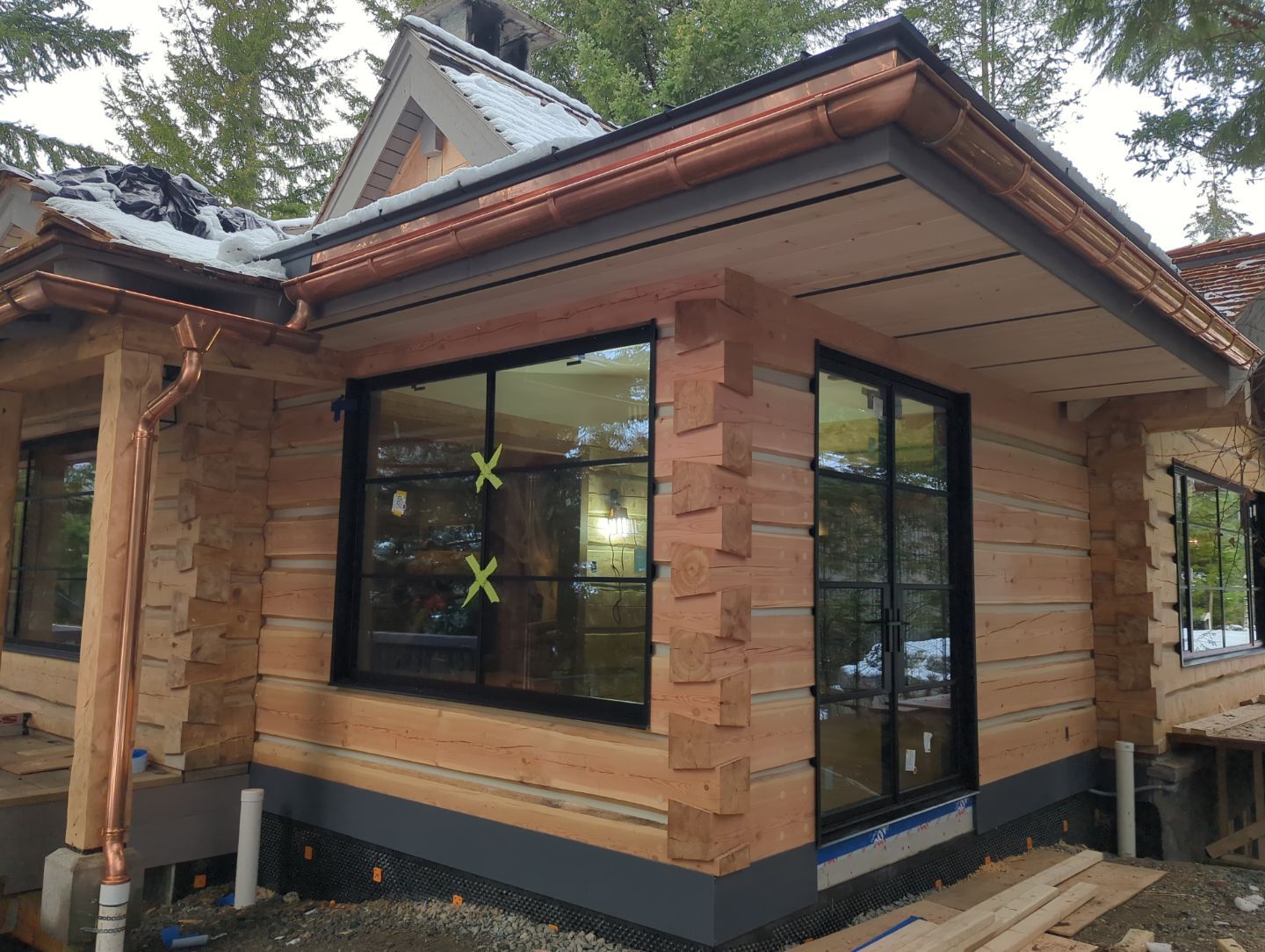 Windows and doors in new home addition