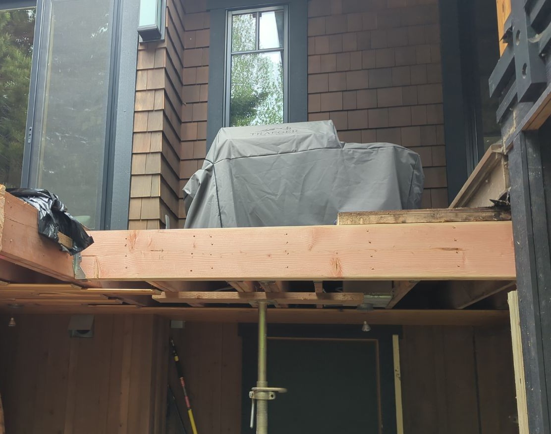 New glulam beam installed